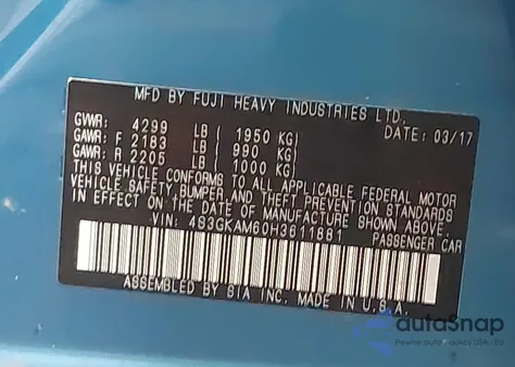 2017 Subaru Impreza 2.0I Sport from USA, damaged, VIN 4S3GKAM60H3611881